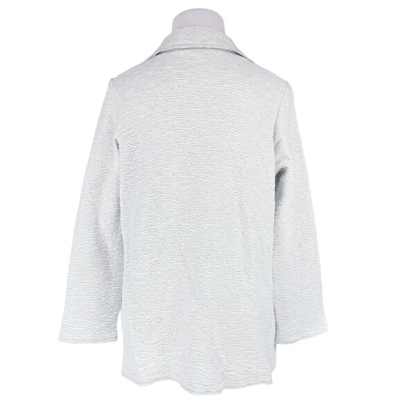 EILEEN FISHER Notch Collar Tencel Jacquard Textured Jacket Stone Grey Petite S - Picture 9 of 11